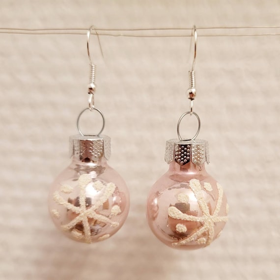 Christmas earrings with delicate pink balls