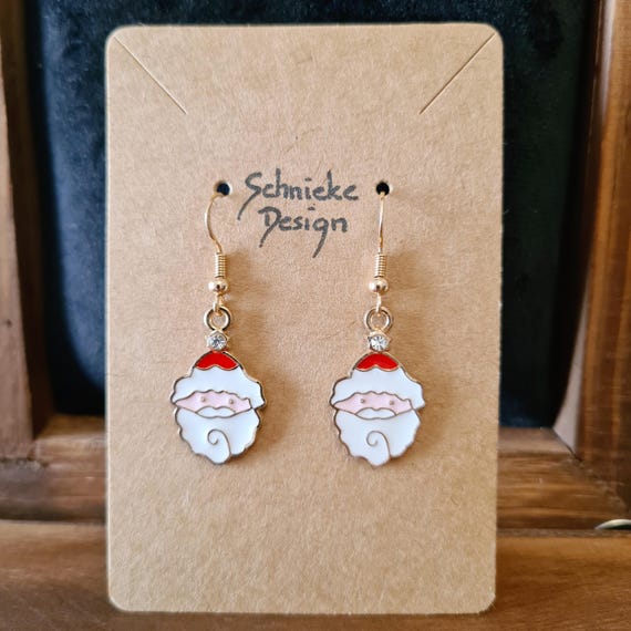 Earrings Santa Claus with a glittering bobble hat