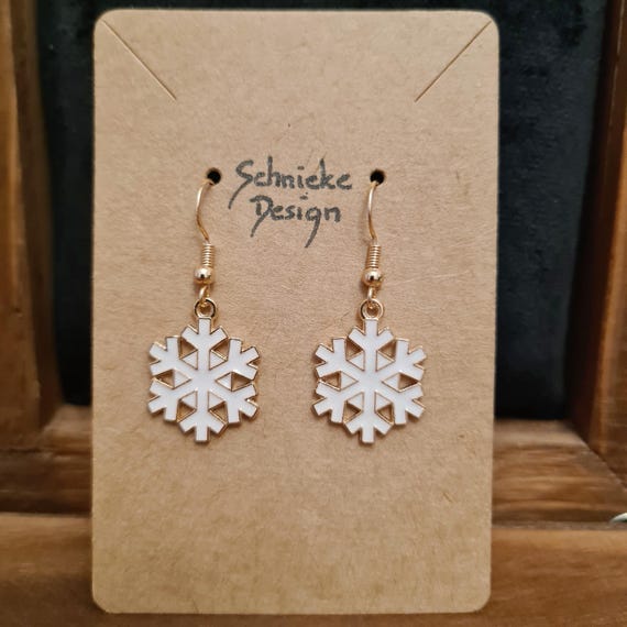 Enamel "snowflake" earrings