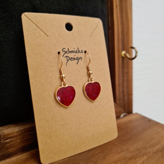 Earrings "Red glittering heart"
