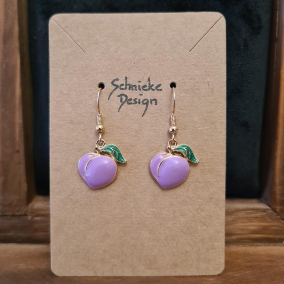 Earrings with plums made of enamel