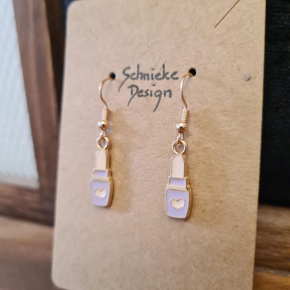 Earrings "Lipstick" made of enamel
