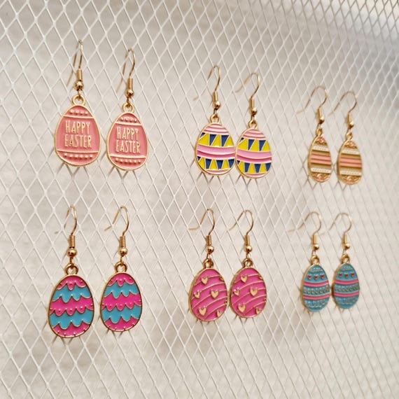 Earrings with colorful enamel Easter eggs