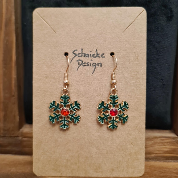 Enamel "snowflake" earrings