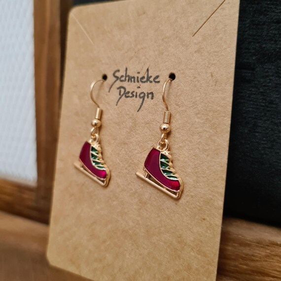 Enamel "ice skate" earrings