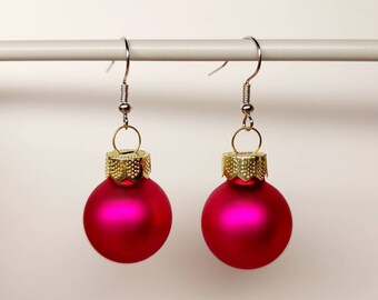 Earrings Christmas with pink balls