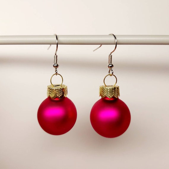 Earrings Christmas with pink balls