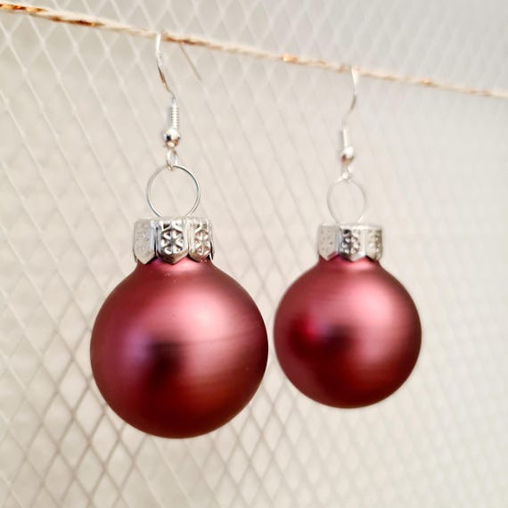 Christmas earrings with purple balls