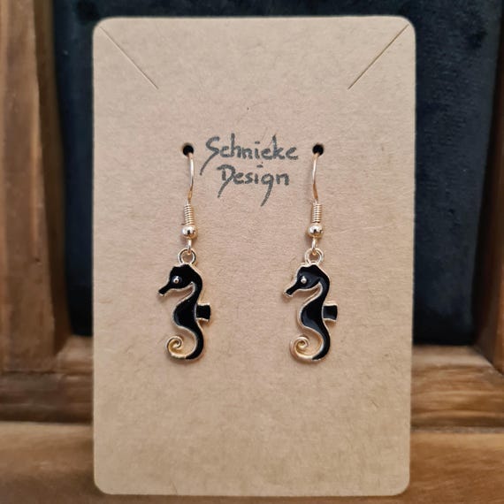 Enamel seahorse earrings