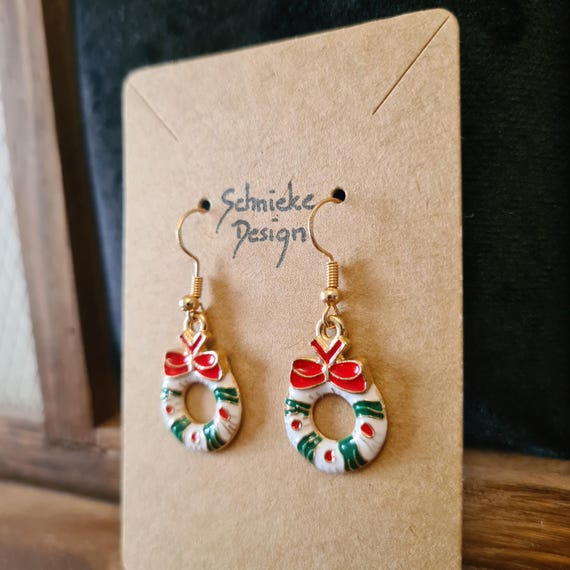 Earrings with a festive Advent wreath for Christmas