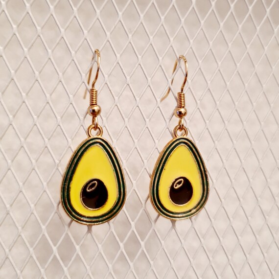 Earrings with avocados made of enamel