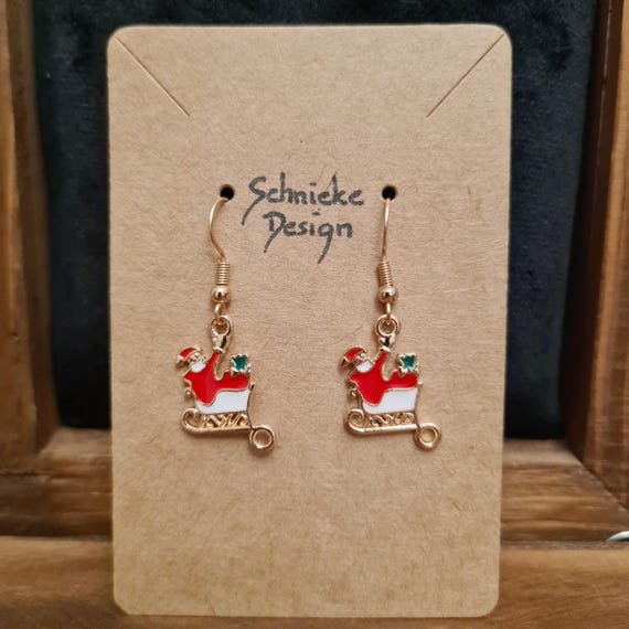 Earrings with Santa Claus sleigh