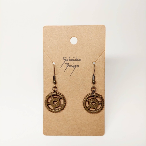 Earrings with small gears in bronze