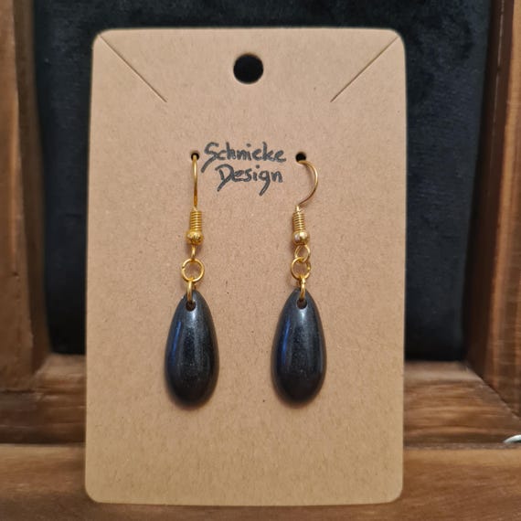 Epoxy resin earrings in metallic black