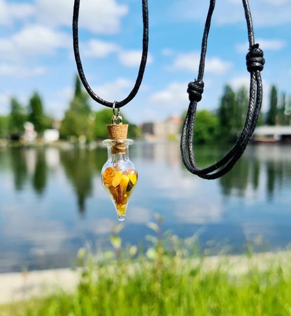 Necklace with amber vial