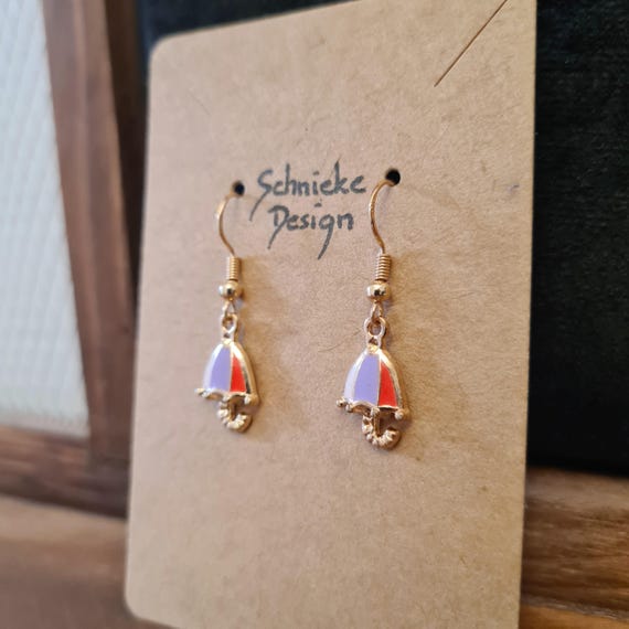 "Umbrella" earrings made of enamel