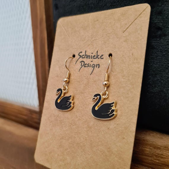 "Black Swan" earrings made of enamel