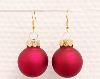 Christmas earrings with red balls