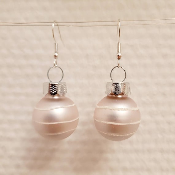 Christmas earrings with delicate pink balls