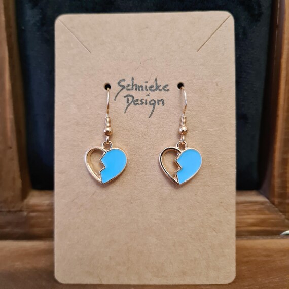 Earrings "blue heart" made of enamel