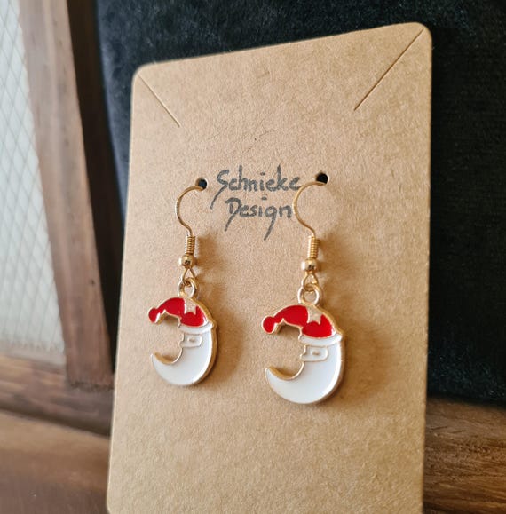 Christmas earrings with man in the moon