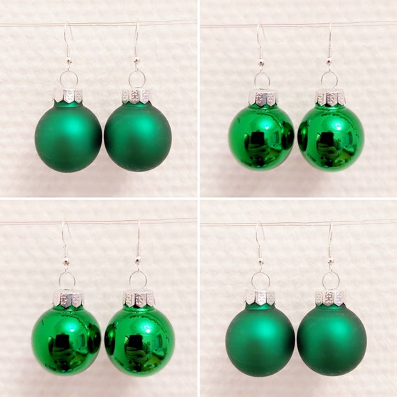 Earrings Christmas with green balls