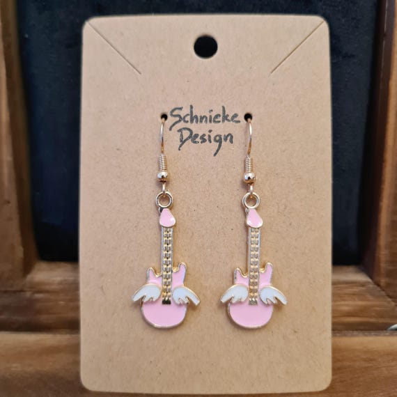 "Flying Guitar" earrings made of enamel