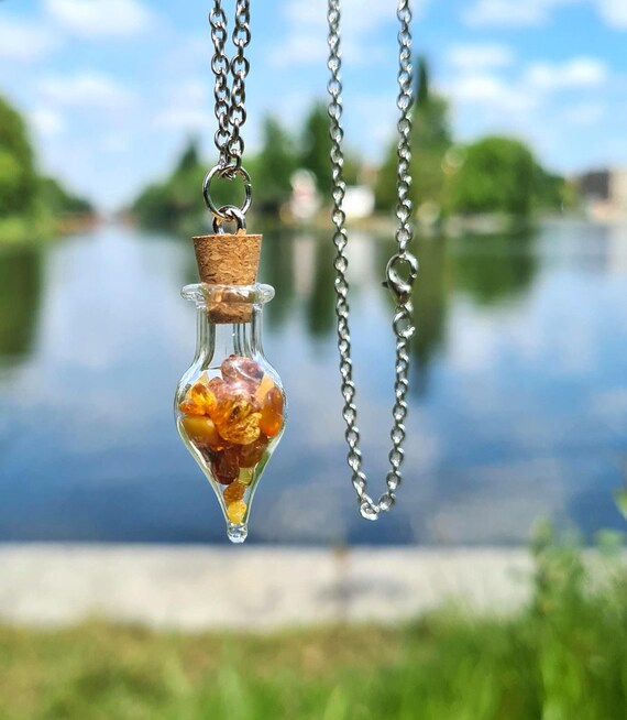 Necklace with amber vial