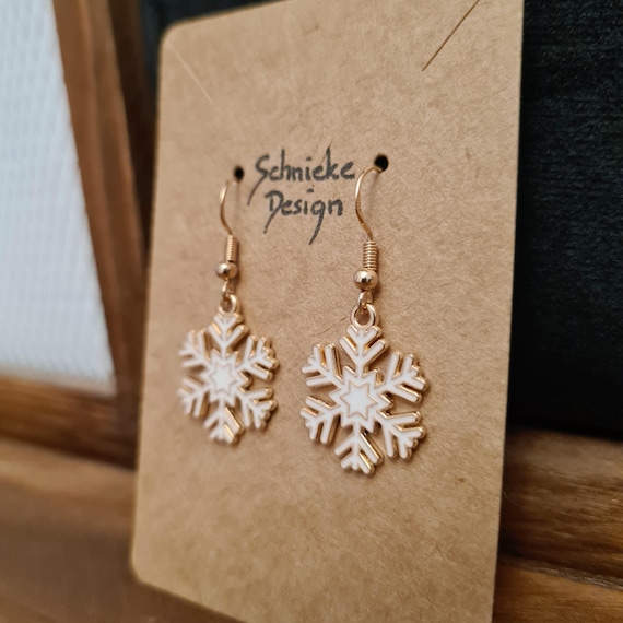 Enamel "snowflake" earrings