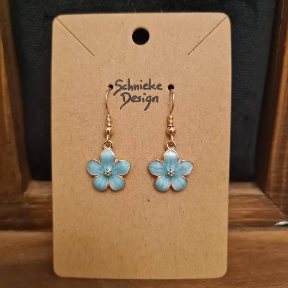 Earrings with enamel flowers