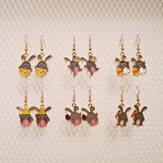 Earrings "Easter Rabbits" made of enamel