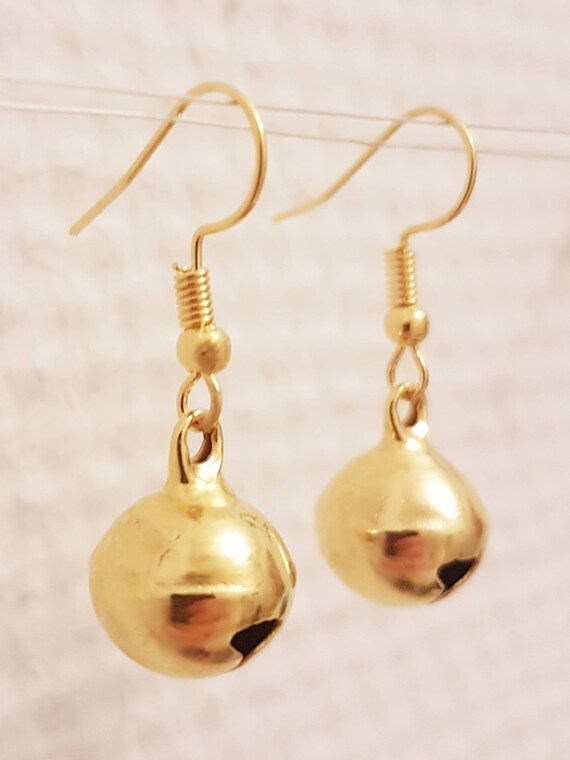 Christmas earrings with golden bells