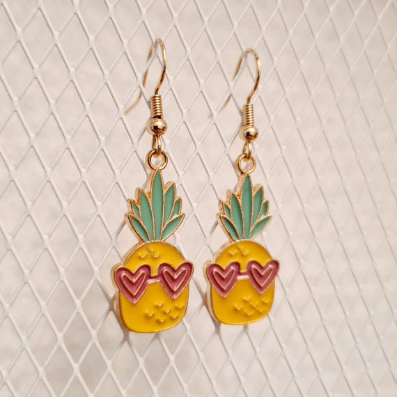 "Pineapple" earrings made of enamel