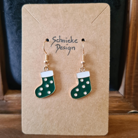 Enamel "Christmas Stocking" earrings
