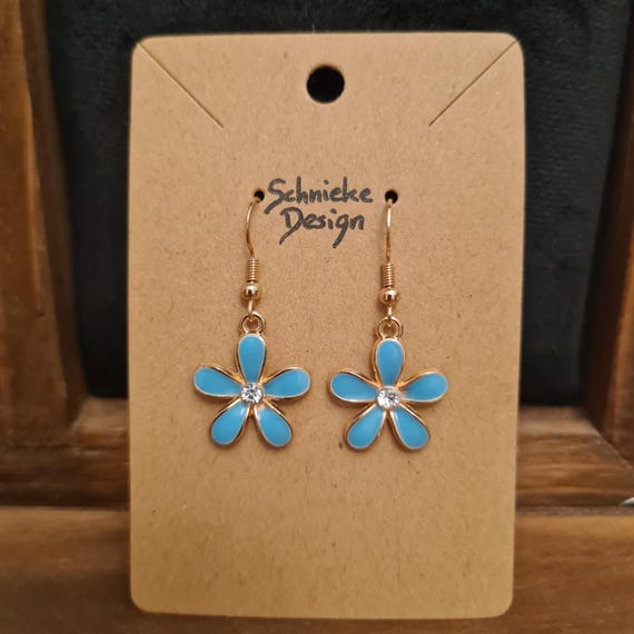 Earrings with enamel flowers