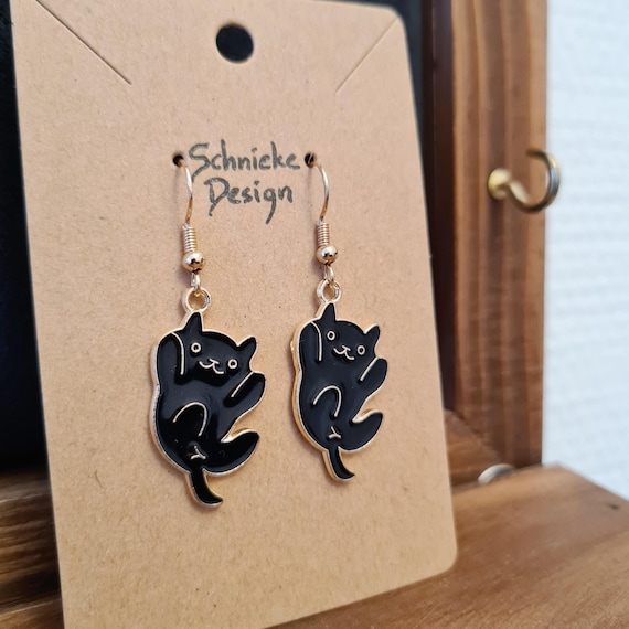 Earrings "Jumping Cat" made of enamel