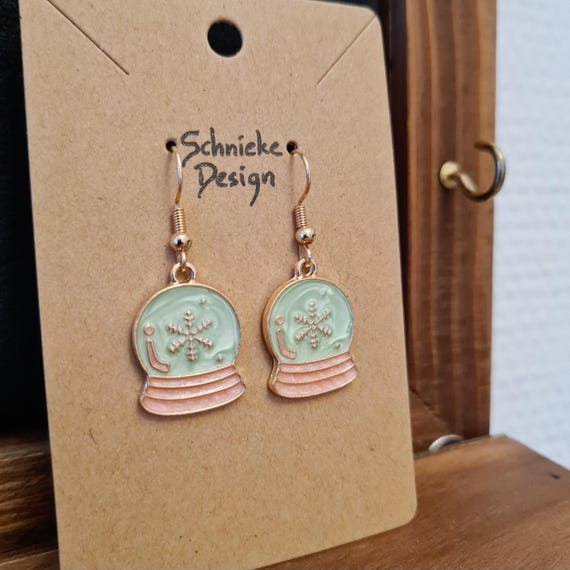 Earrings "Snow Globe" made of enamel