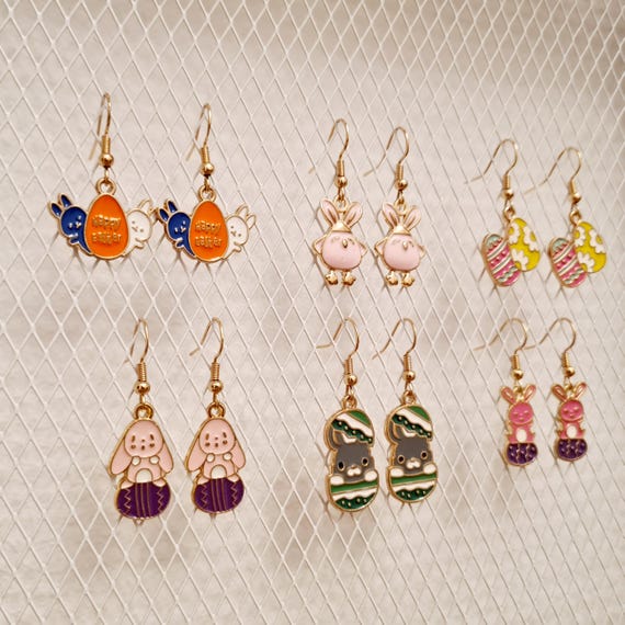 "Happy Easter" enamel earrings