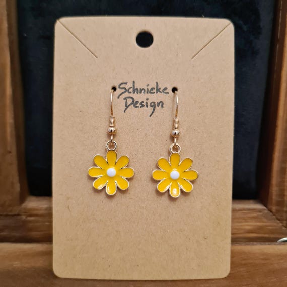 Earrings with enamel flowers