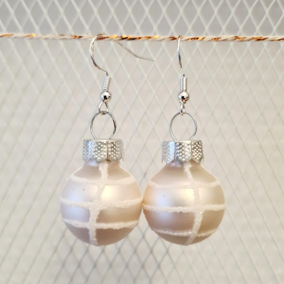 Christmas earrings with delicate pink baubles