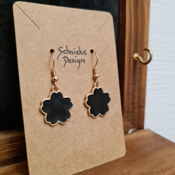 Earrings "Flower of Darkness" made of enamel