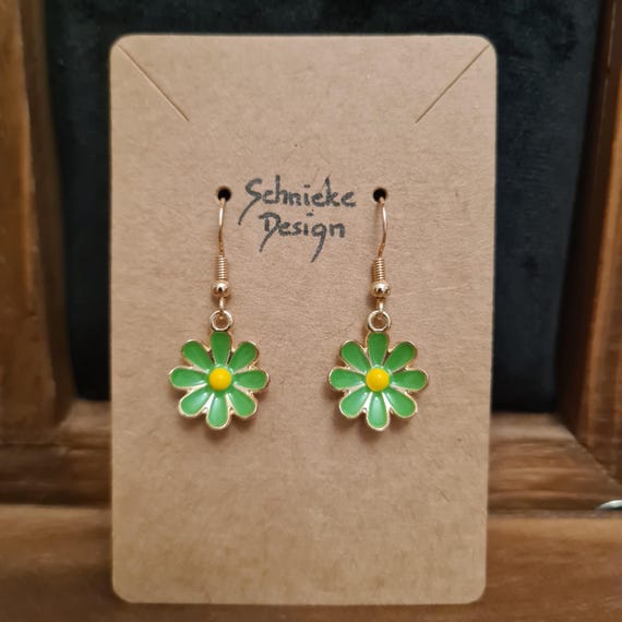 Earrings with enamel flowers