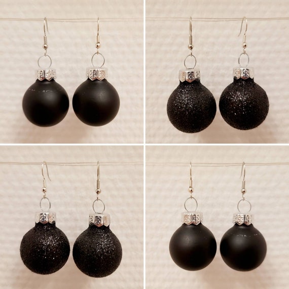 Earrings Christmas with black balls