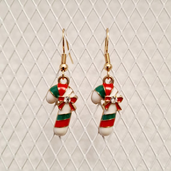 Earrings with small, cute candy canes