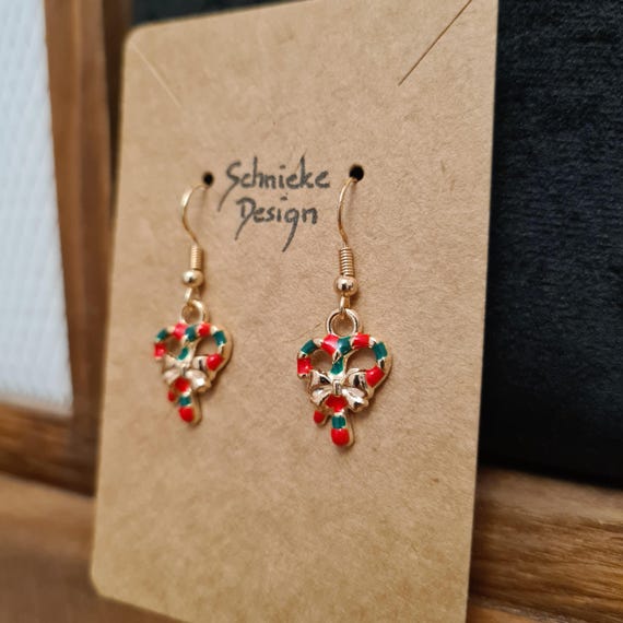 Earrings with small sweet candy canes