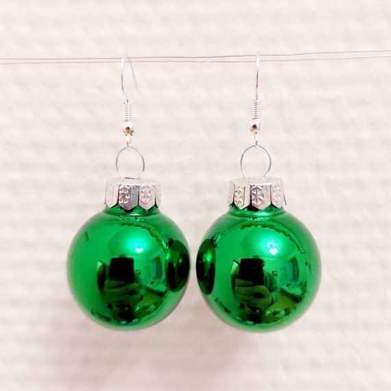 Christmas earrings with green balls