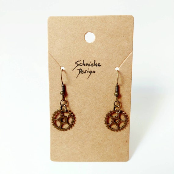Earrings with small gears in bronze