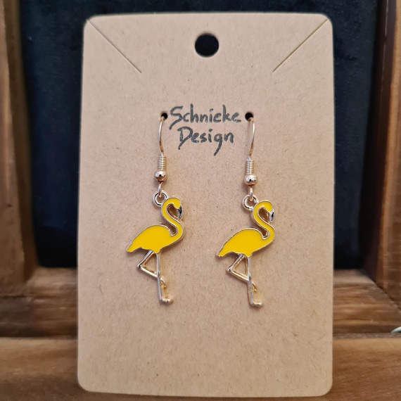 Earrings with flamingos made of enamel