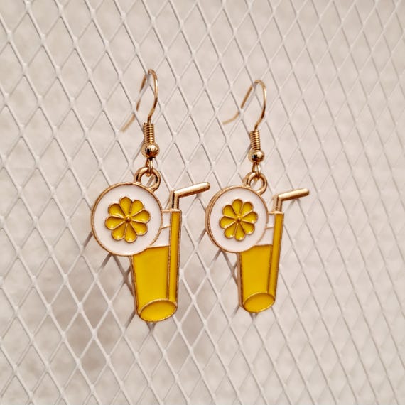 "Lemonade" earrings made of enamel