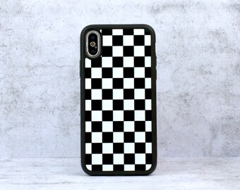 apple and white checkered vans